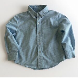 Eleanor Rose Boys Button Down Shirt 2T Light Blue Gingham Long Sleeve Cotton